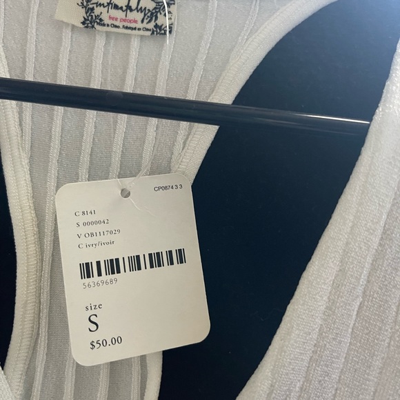 Free People V neck ribbed white bodysuit - Picture 3 of 5